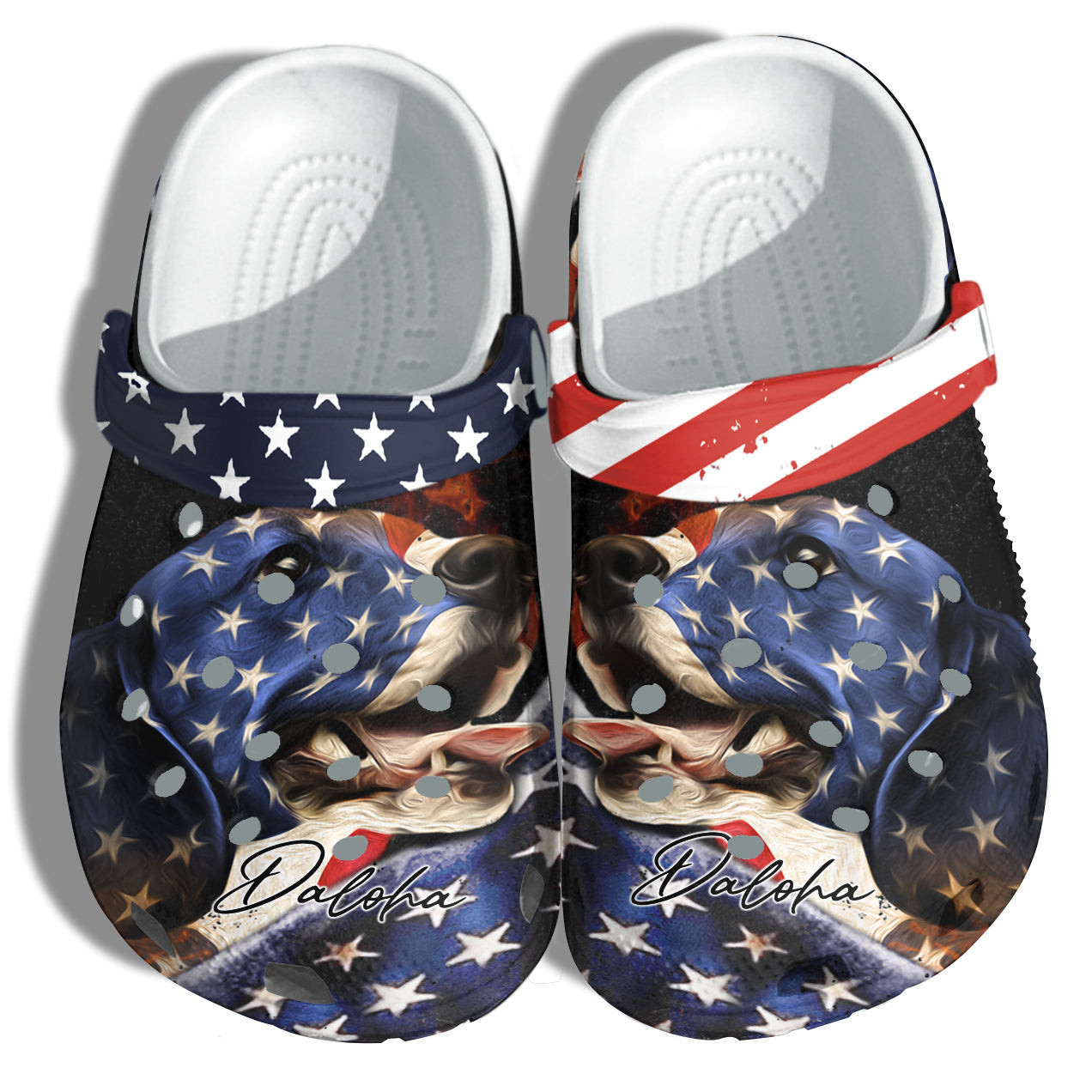 Beagle Dog Patriotic Lover Personalized Name 4Th Of July Shoes Crocs