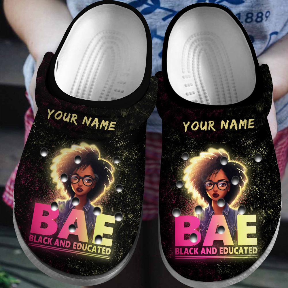 Personalized Bae Black And Educate Classic Crocs Shoes