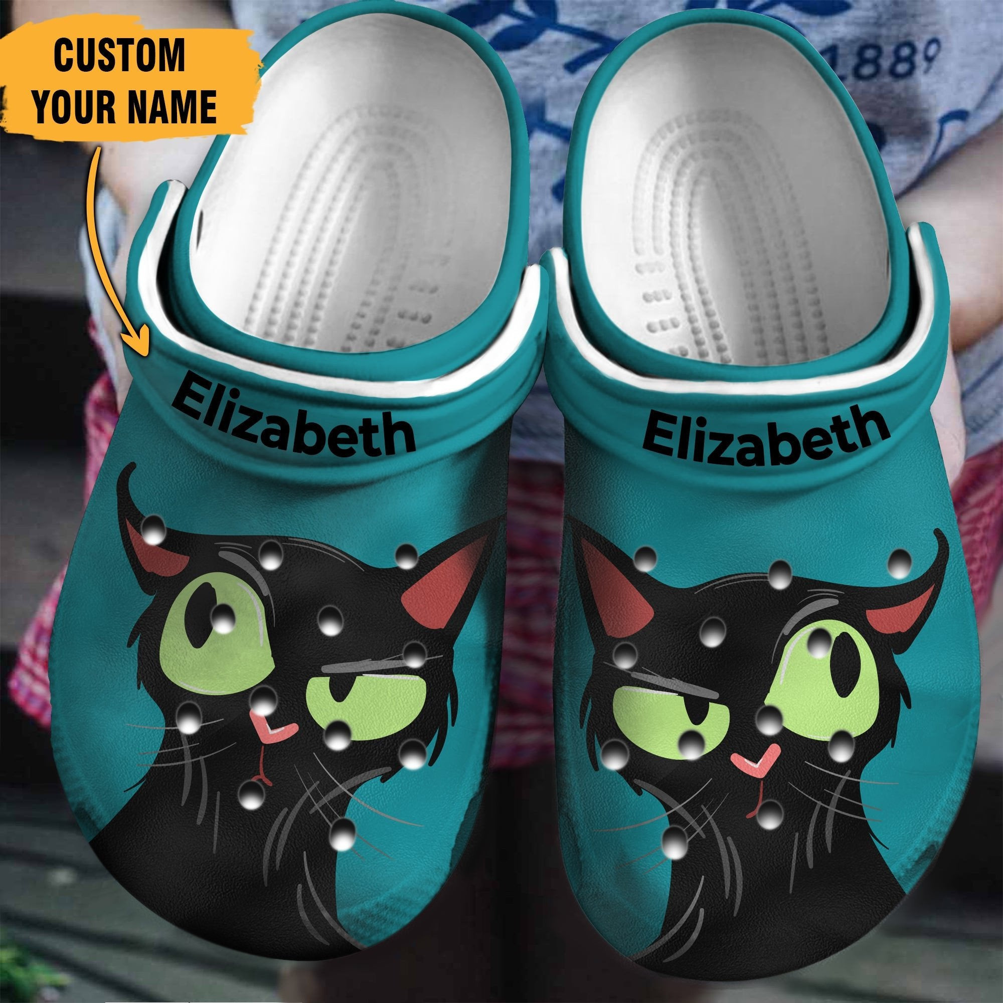 Funny Face Of Black Cat Personalized Shoes Crocs Gifts For Son Daughter