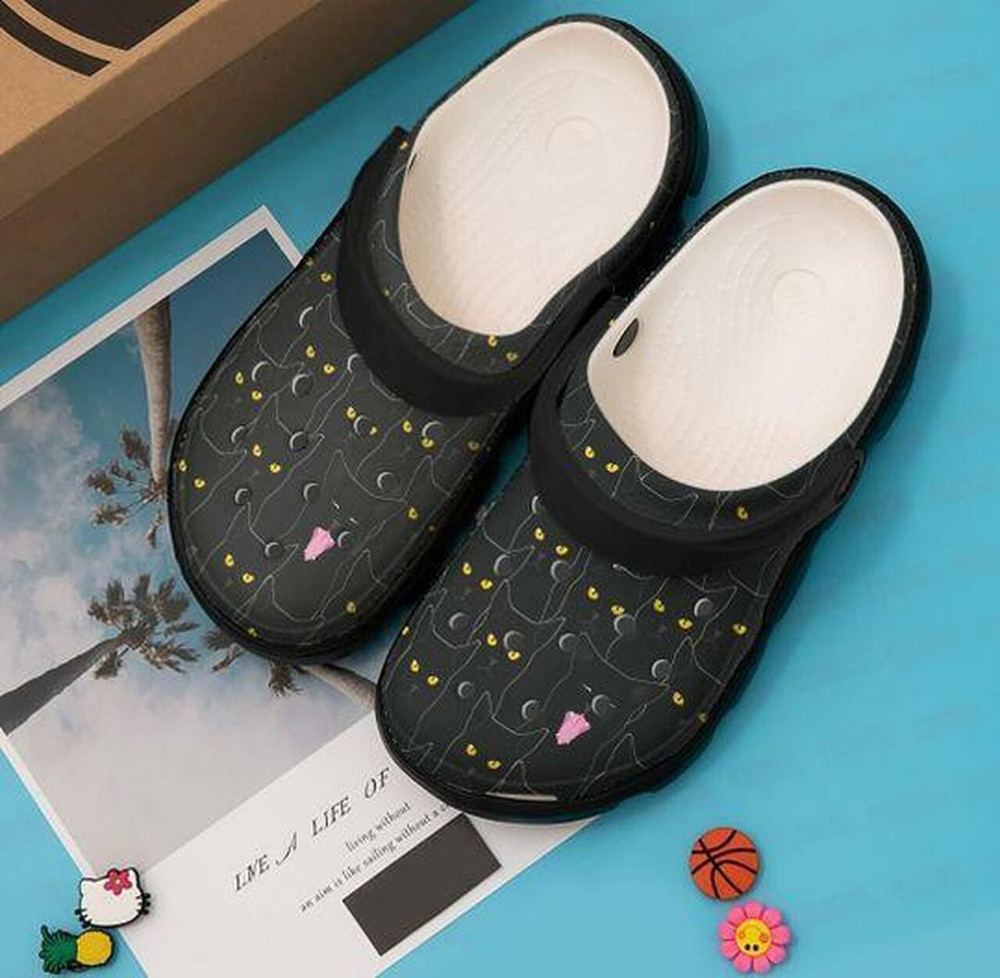 Black Cat Personalized 10 Gift For Lover Rubber Crocs Shoes Comfy Footwear