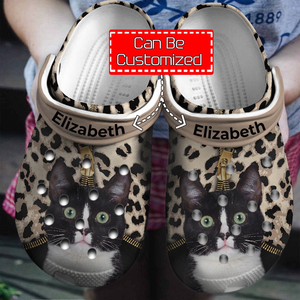 Cat Cat Lovers Personalized Crocs Shoes With Leopard Pattern For Men And Women