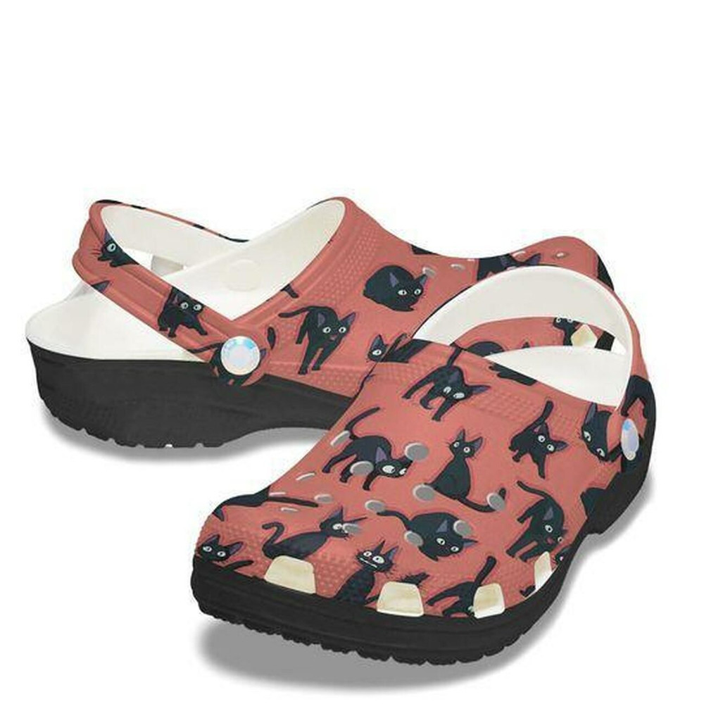 Black Cat Personalized 202 Gift For Lover Rubber Crocs Shoes Comfy Footwear