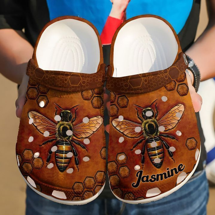 Bee Personalized Leather Classic Crocs Shoes