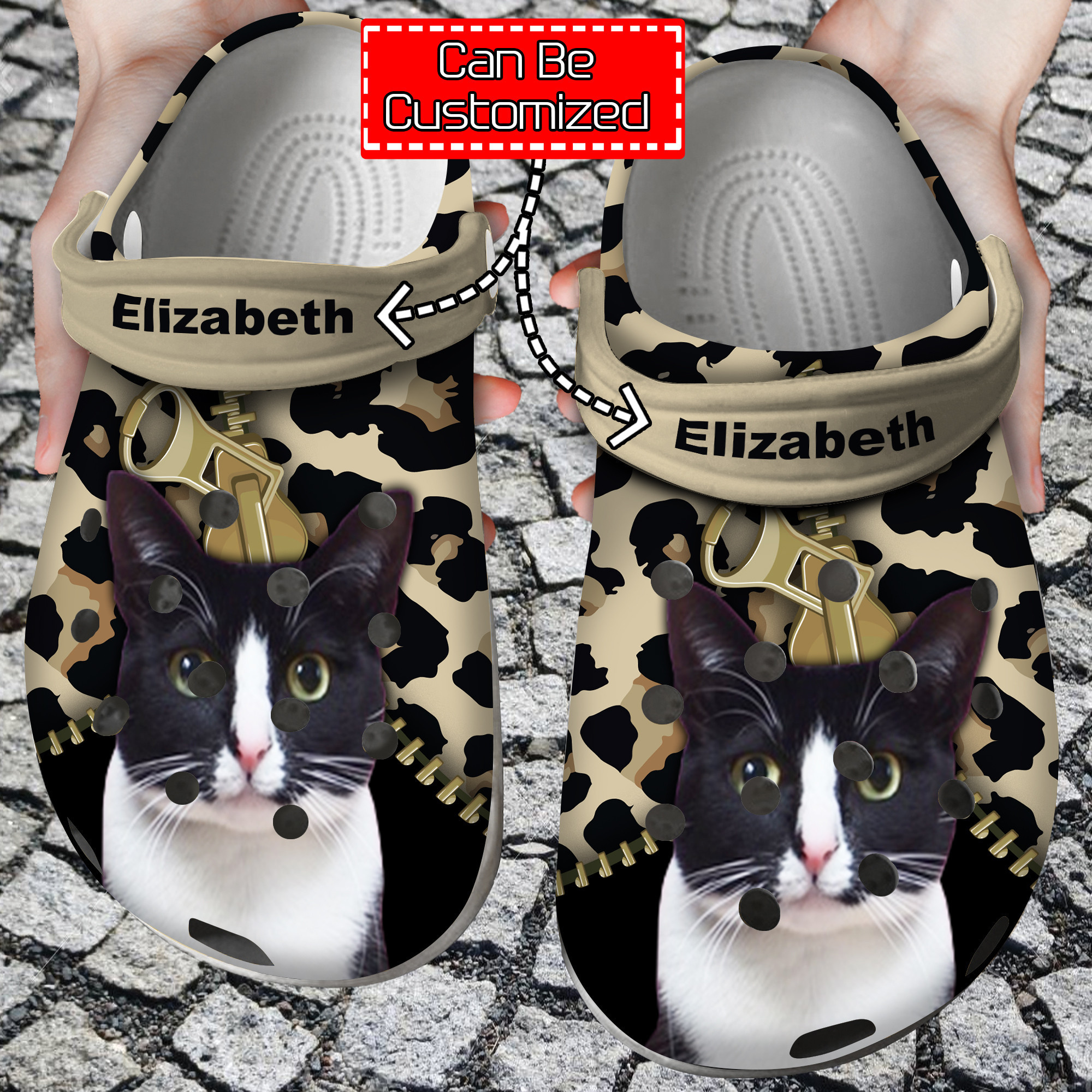 Cat Cat Lovers Personalized Crocs Shoes With Leopard Pattern
