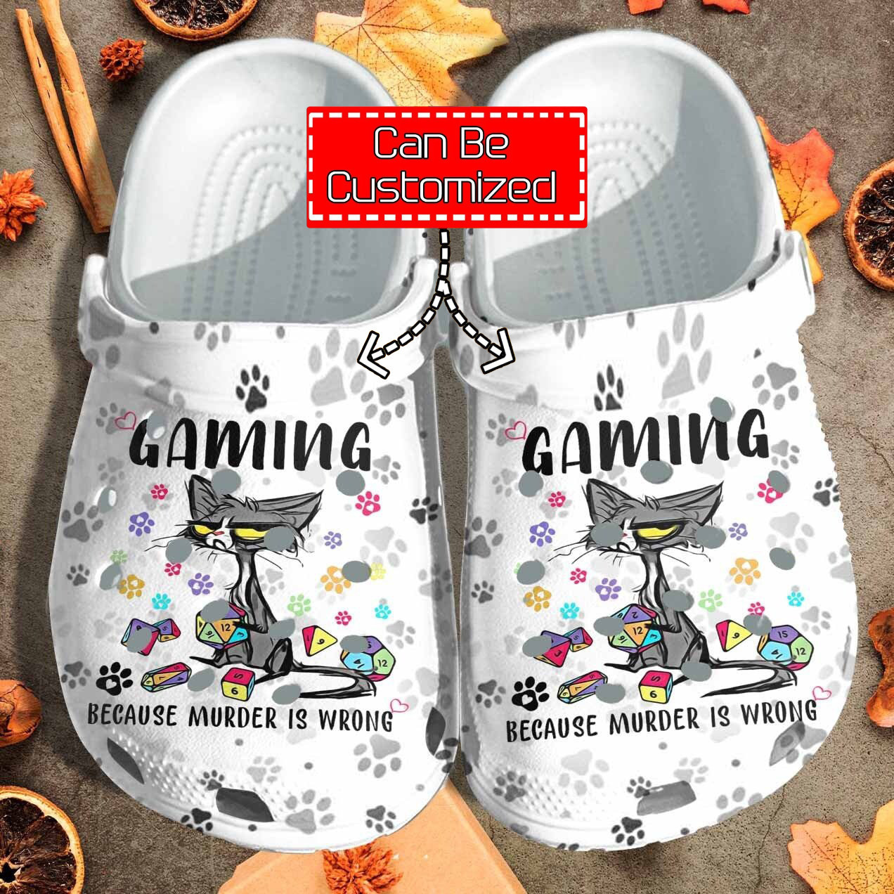 Custom Personalized Grumpy Cat Gaming Because Murder Is Wrong Crocs Shoes