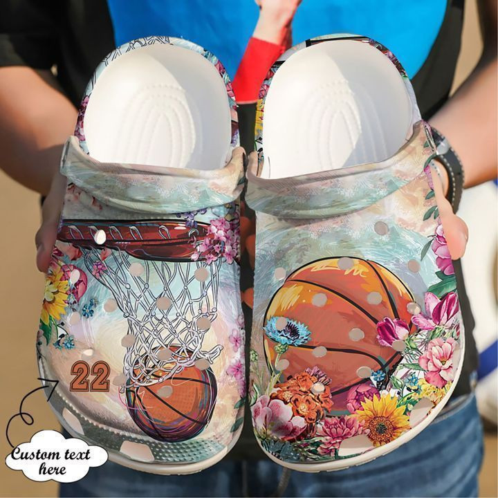Basketball Personalized Floral Classic Crocs Shoes