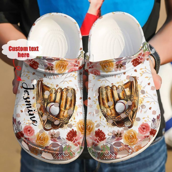 Baseball Personalized Floral Classic Crocs Shoes