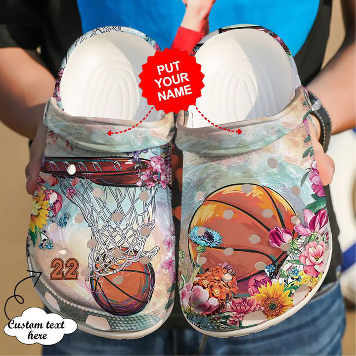Basketball Basketball Personalized Floral Crocs Shoes For Men And Women