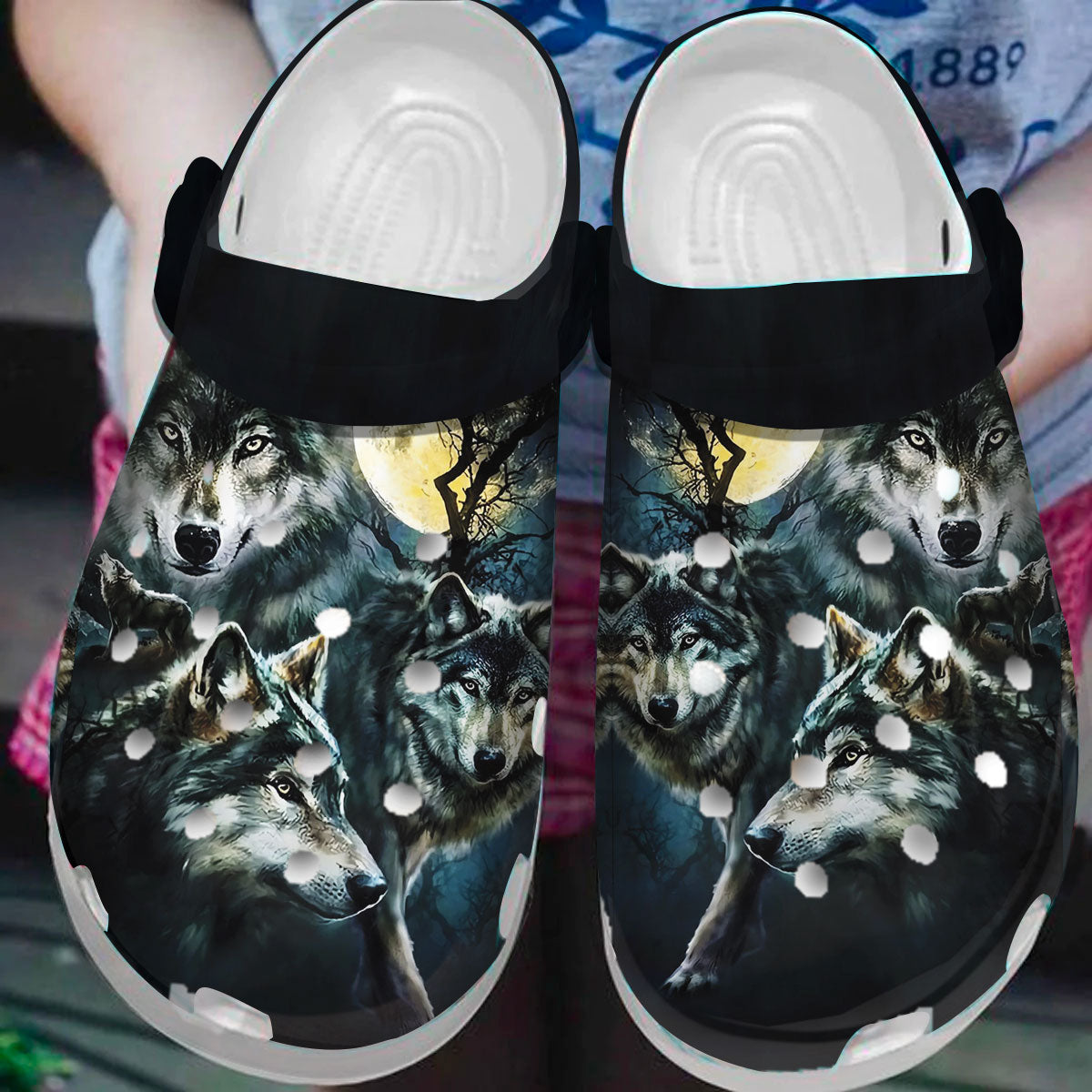 Native American Wolf Crocs Clog Shoes For Kid and Adult