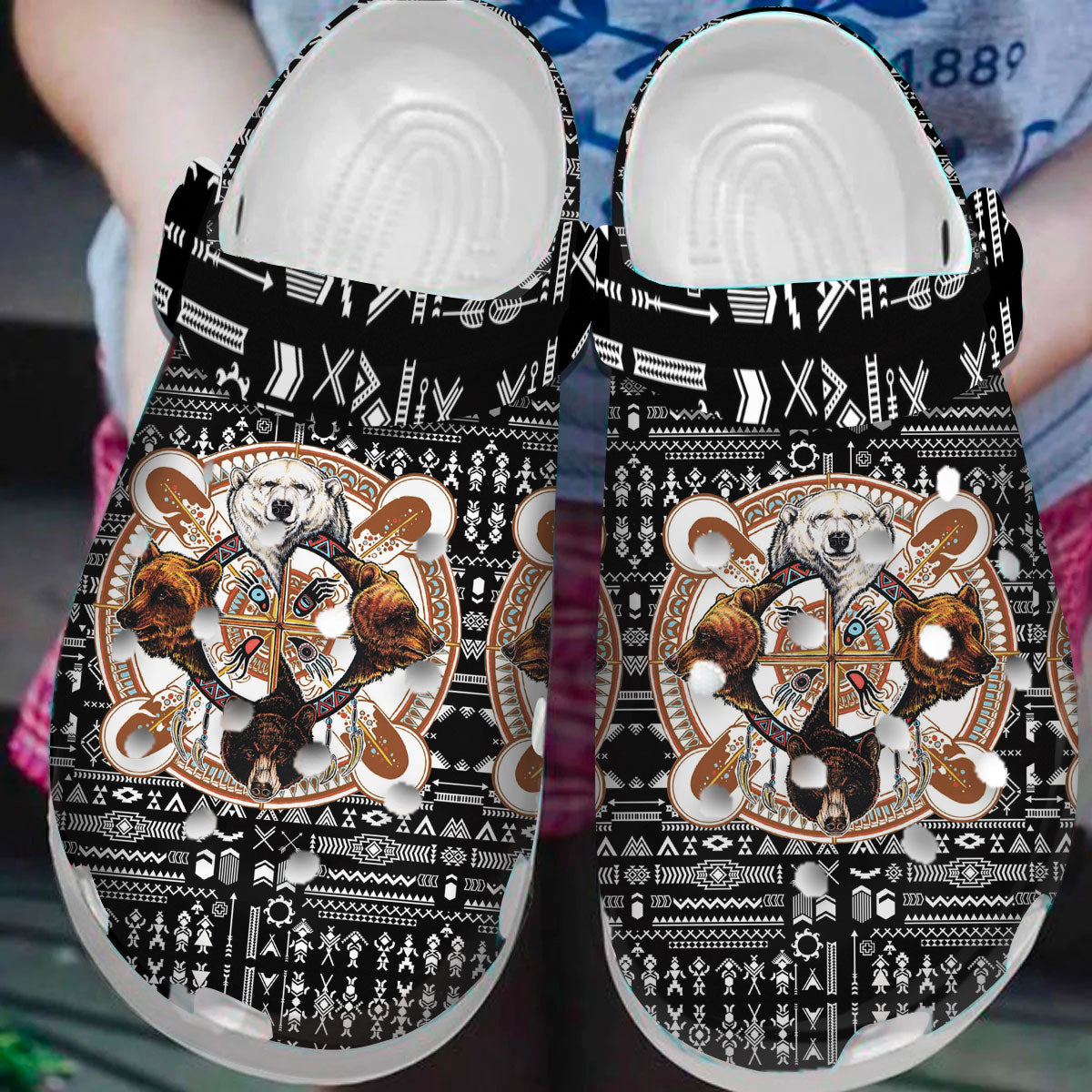 Native American Bear Warrior Crocs Clog Shoes For Kid and Adult - GNL1462988