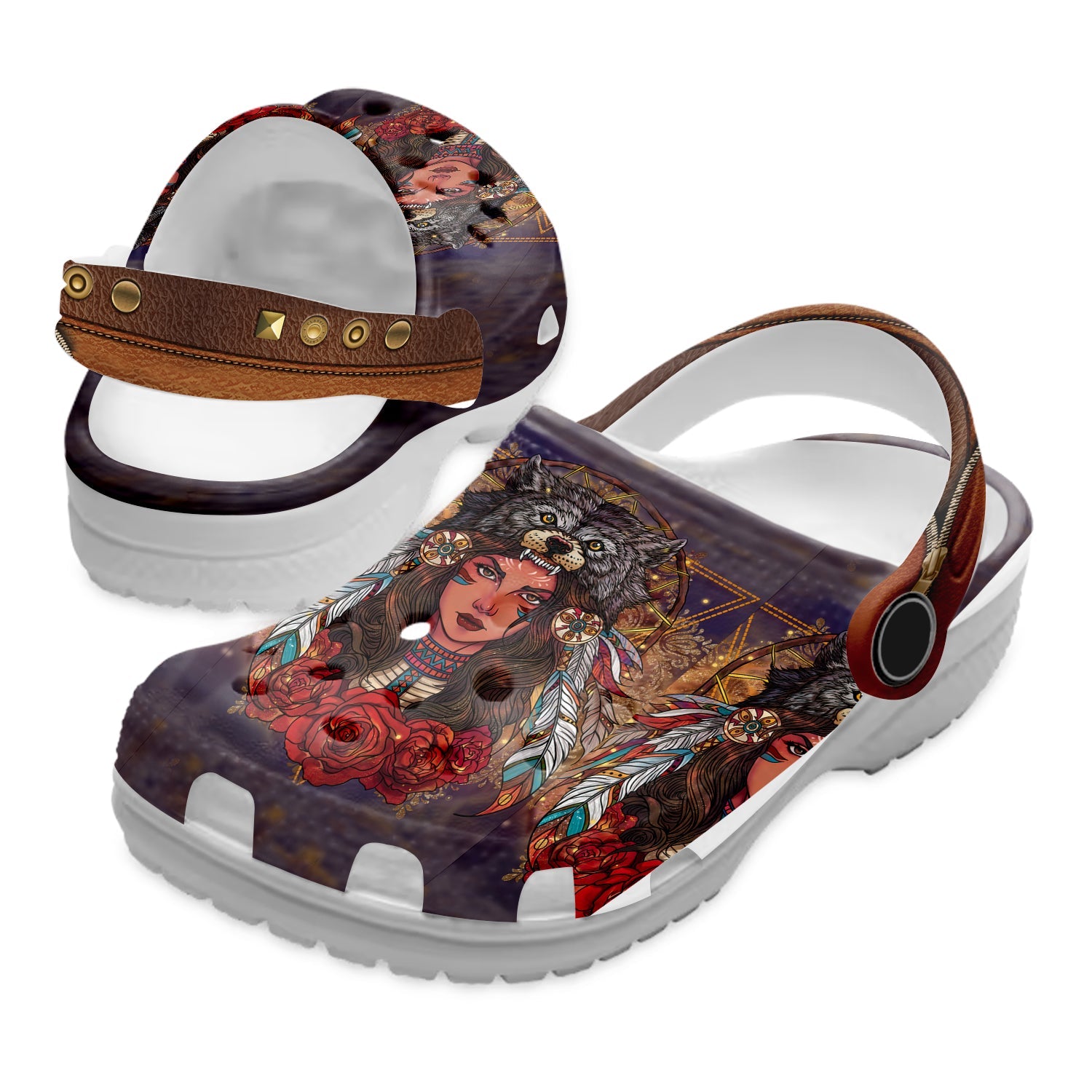 Native American Wolf Girl Crocs Clog Shoes For Kid and Adult - GNL1463090