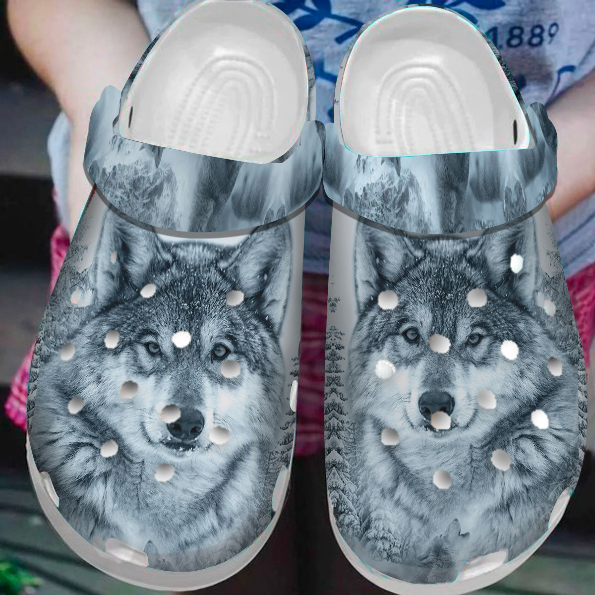 Native American Wihte Wolf Crocs Clog Shoes For Kid and Adult - GNL1463063