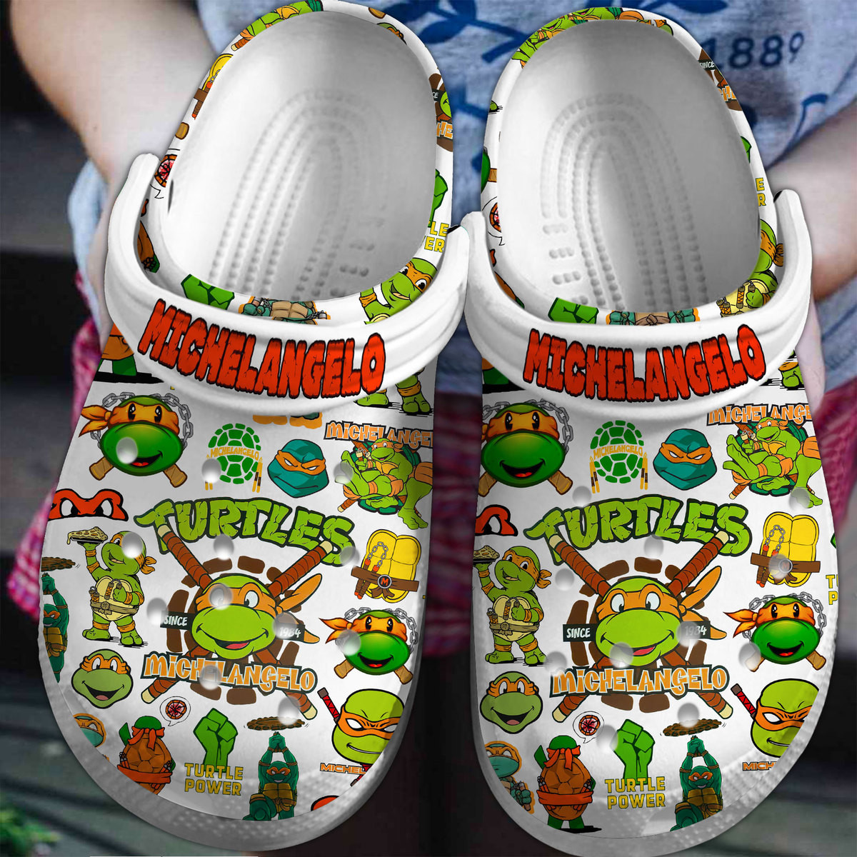 Teenage Mutant Ninja Turtles (MICHELANGELO) Cartoon Crocs Crocband Shoes Clogs