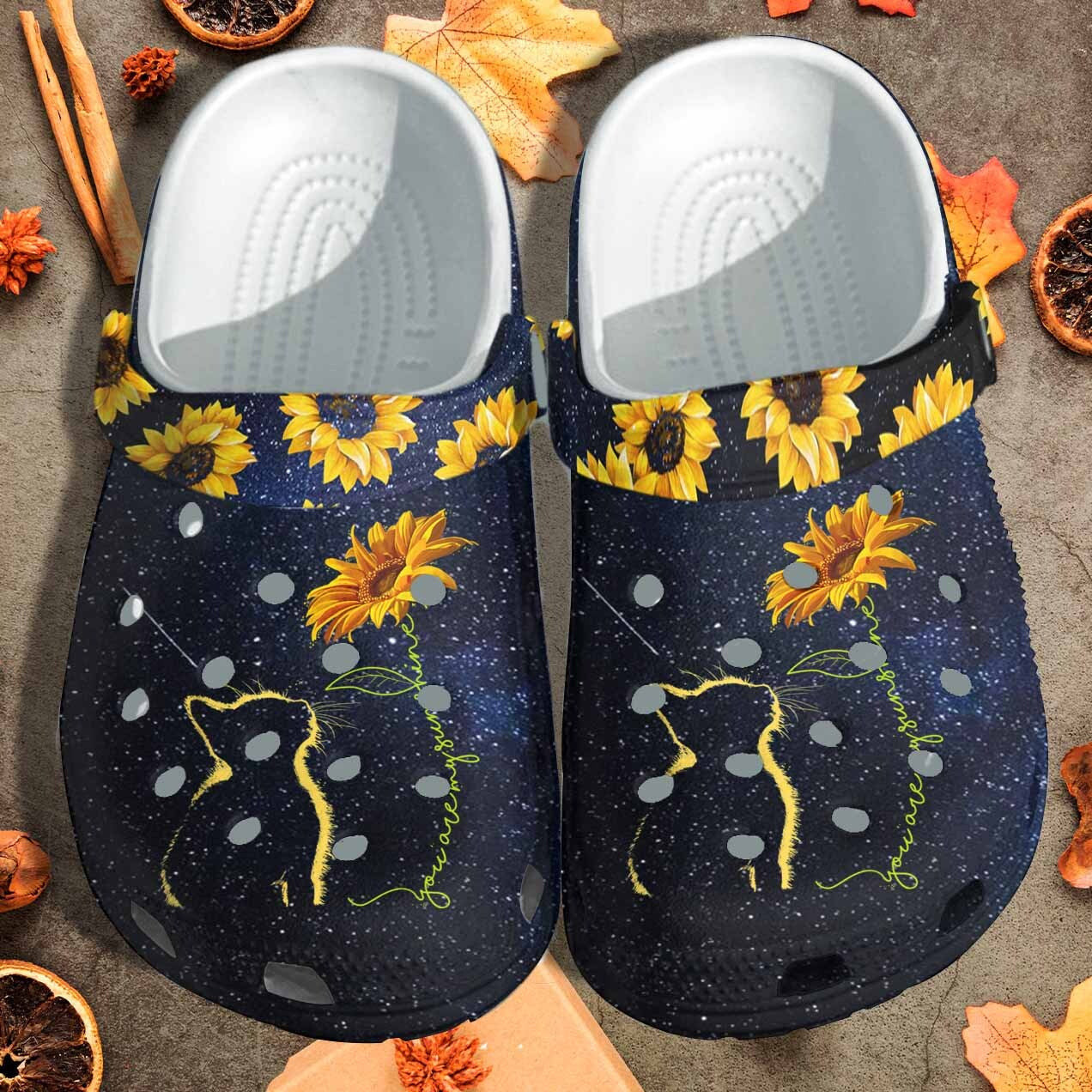 Cat Sunflower Crocs Shoes Woman You Are My Sunshine Custom Crocs Shoes Birthday Daughter Niece