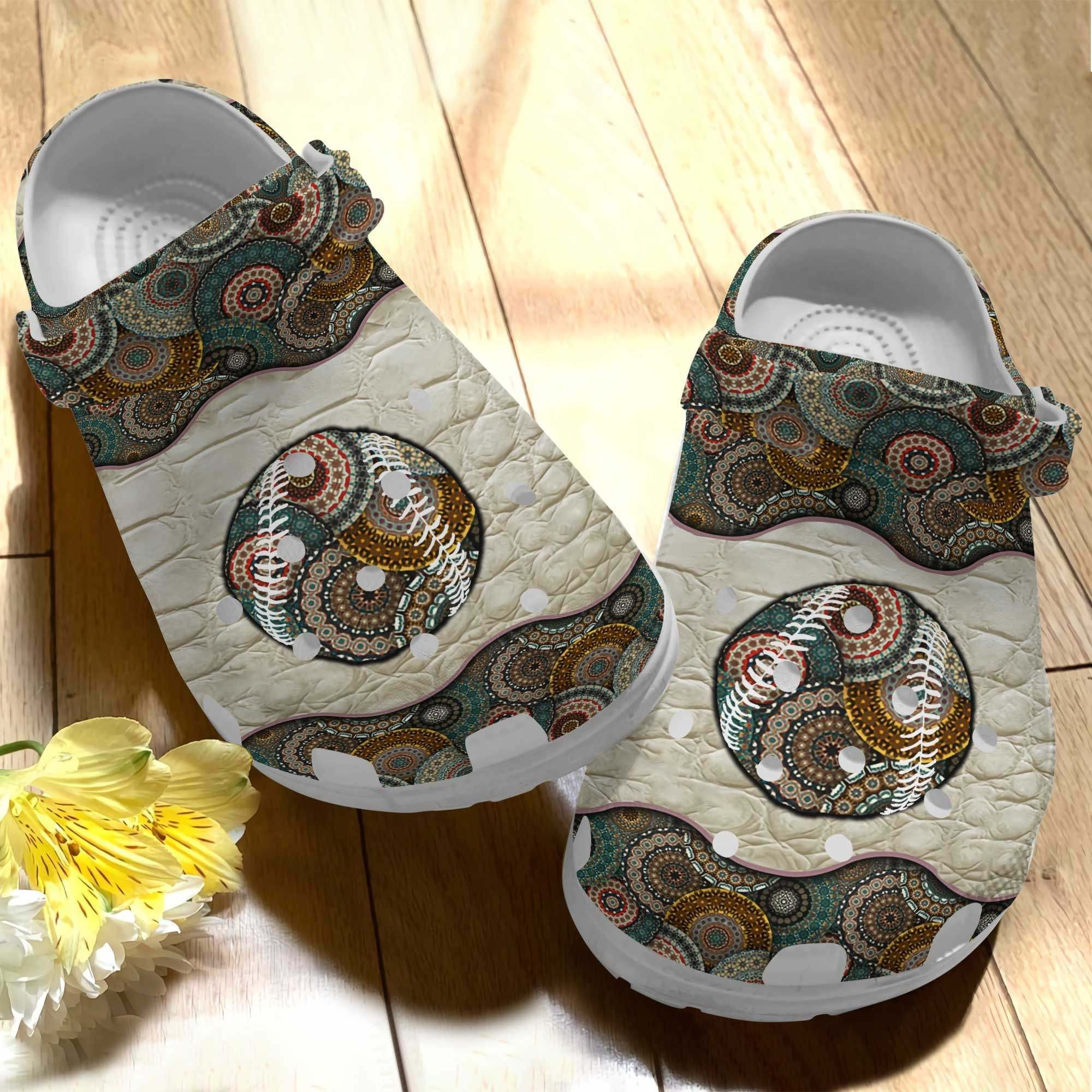 Baseball Ball Hippie Crocs Shoes For Hippie Girl Peace Baseball Custom Crocs Shoes For Men Women