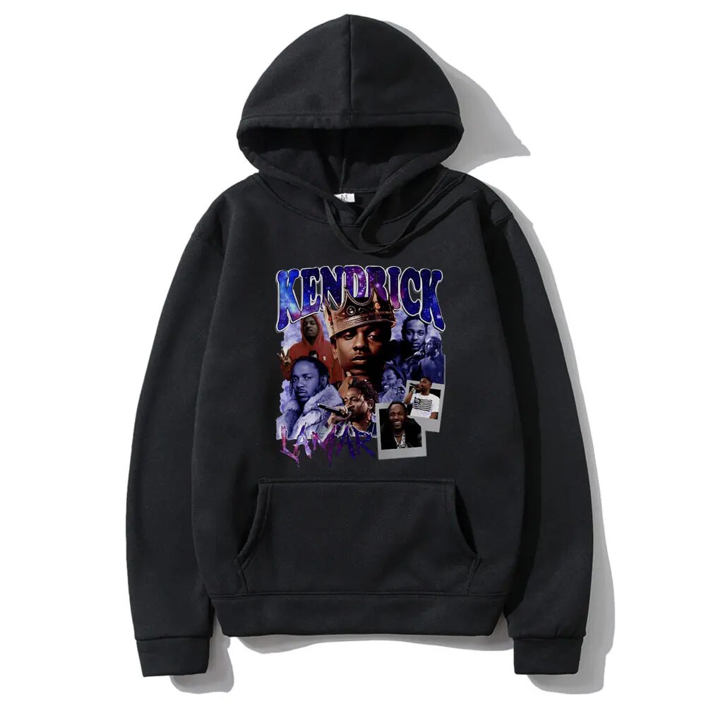 Vintage Rapper Kendrick Lamar Graphic Print Hoodie