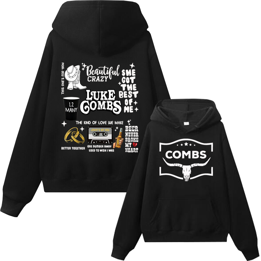 Tuledai Luke Combs Hoodie Country Music Western Harajuku Hip Hop Men Women Fans Gift