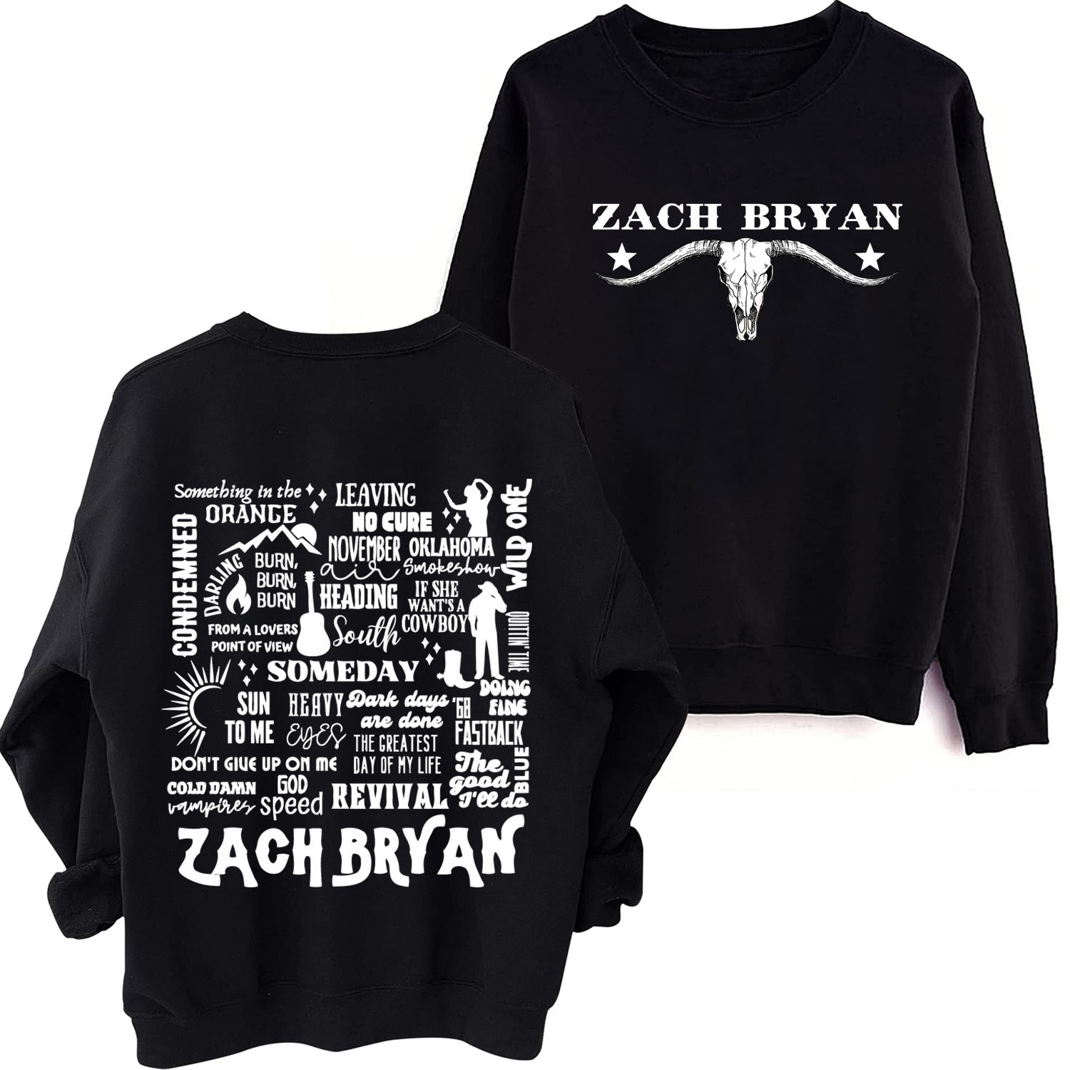 Tuledai Zach Bryan Man Woman Western Country Music Harajuku Round Neck Oversized Sweatshirt