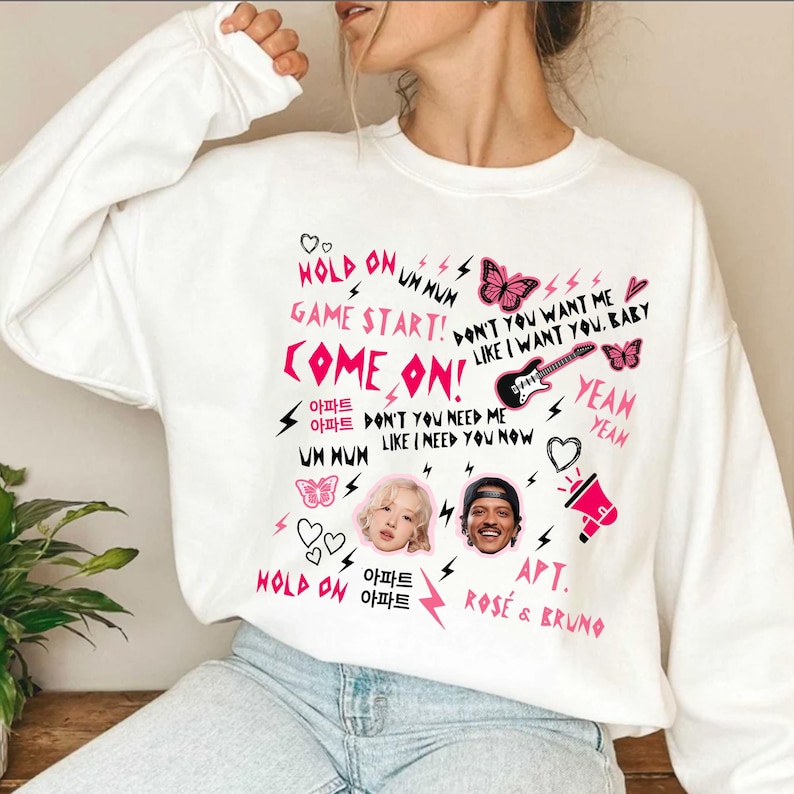Vintage Rose Bruno Mars Apt Graphic Sweatshirt Rose Rosie Album Merch