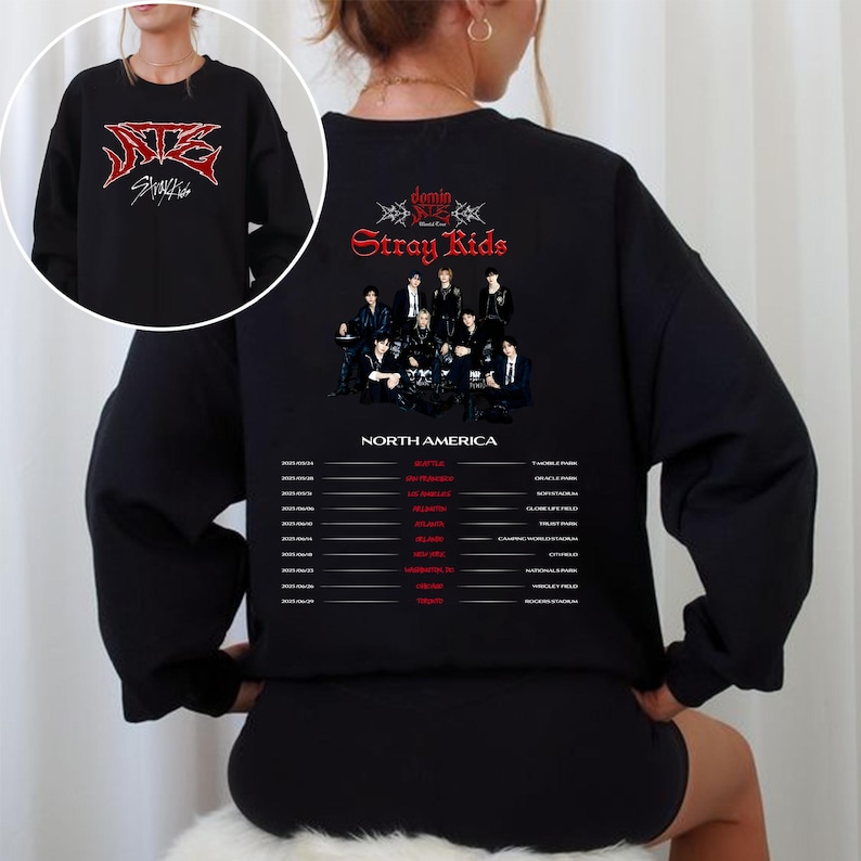 Stray Kids Dominate World Tour Us 2025 Sweatshirt Stray Kids Kpop Tee