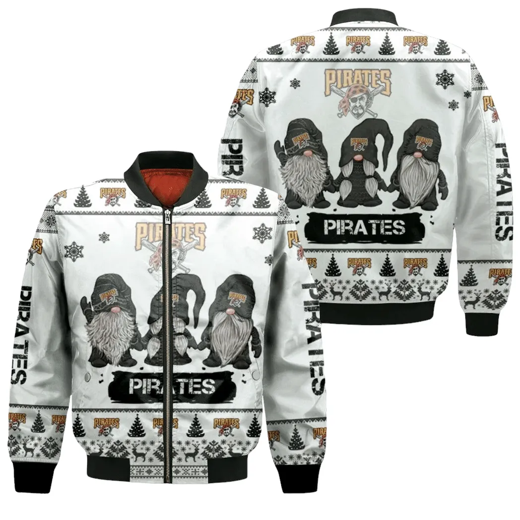 Christmas Gnomes Pittsburgh Pirates Ugly Sweatshirt Christmas 3D Bomber Jacket For Men Women