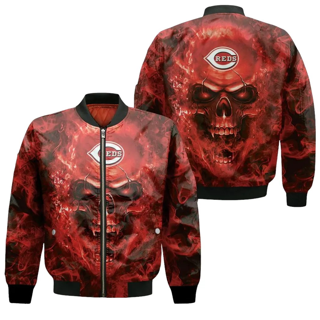 Cincinnati Reds Mlb Fans Skull Bomber Jacket For Men Women