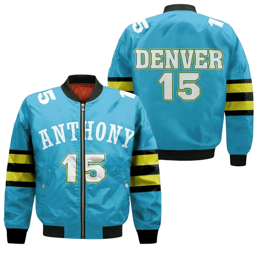 Carmelo Anthony Denver Nuggets 2003-04 Hardwood Classics Light Blue Jersey Bomber Jacket For Men Women
