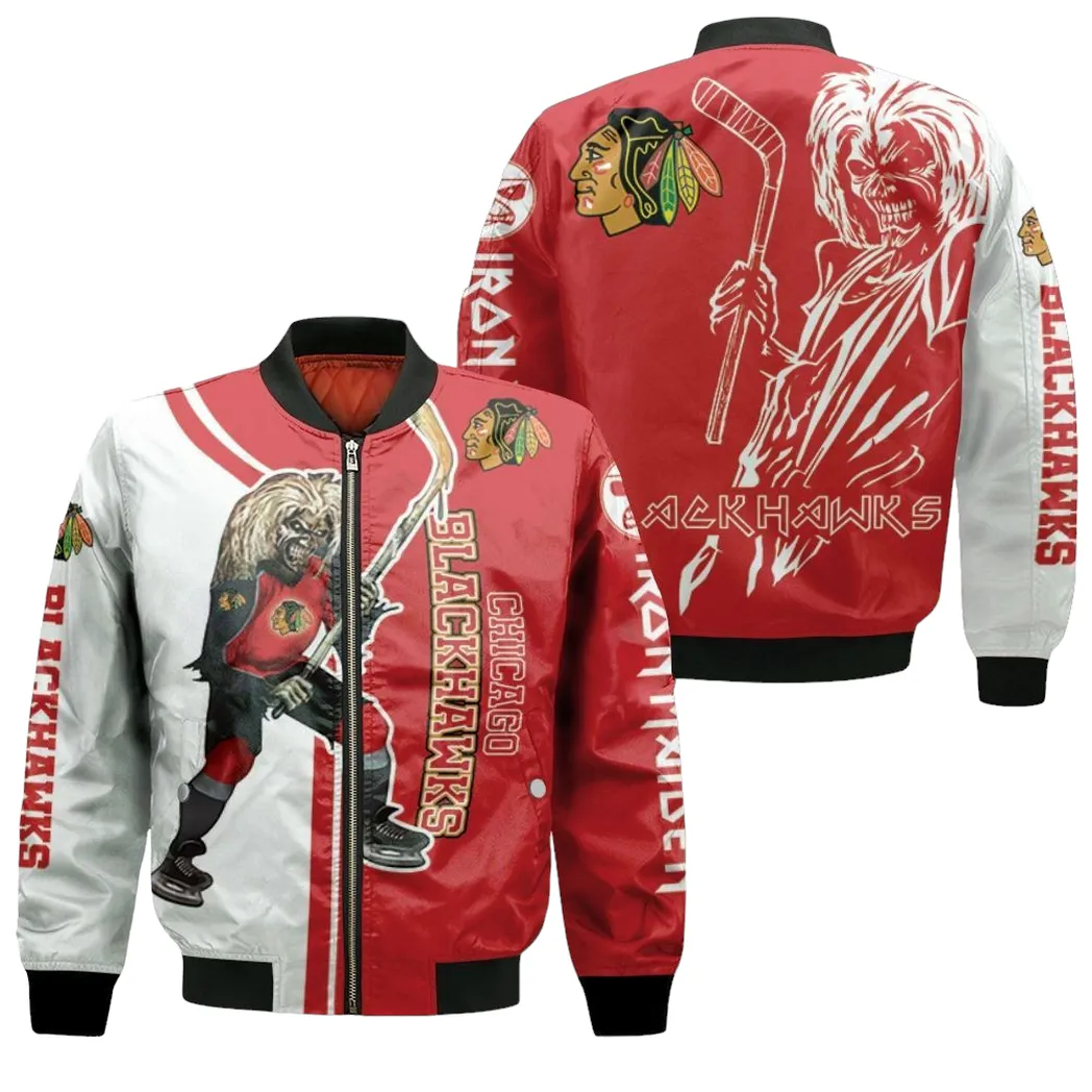 Chicago Blackhawks And Zombie For Fans Bomber Jacket For Men Women
