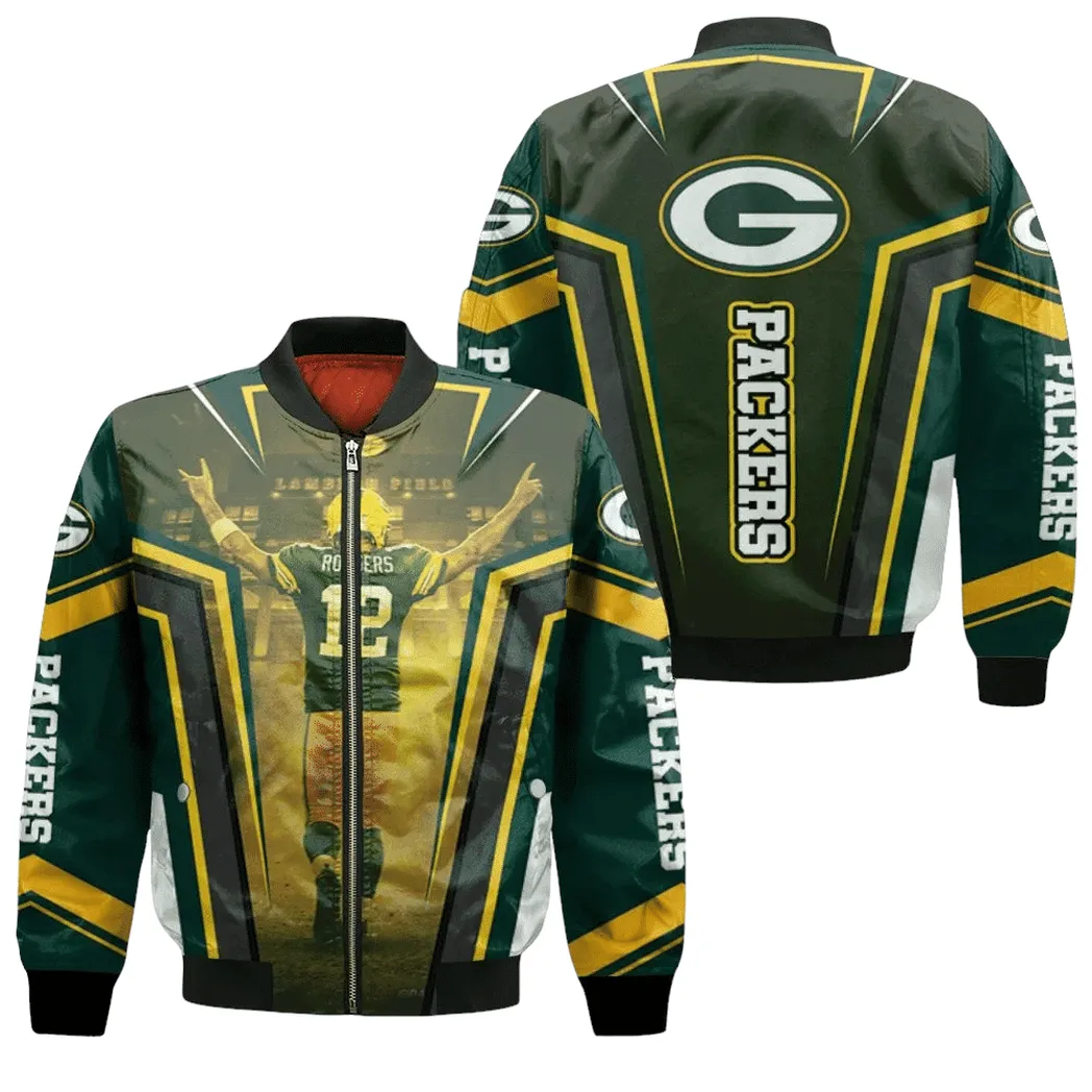 Green Bay Packers Aaron Rodgers 12 For Fans Bomber Jacket For Men Women