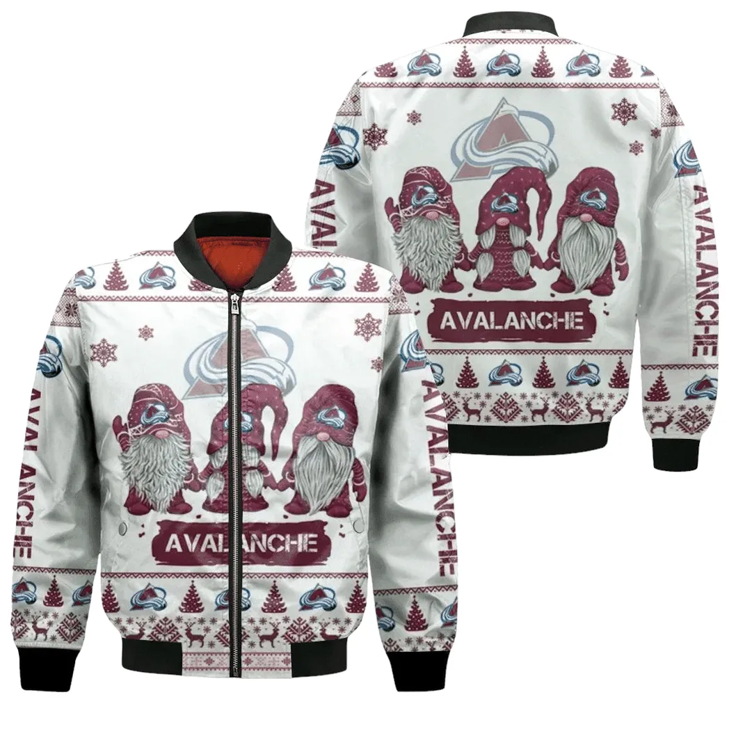 Christmas Gnomes Colorado Avalanche Ugly Sweatshirt Christmas 3D Bomber Jacket For Men Women
