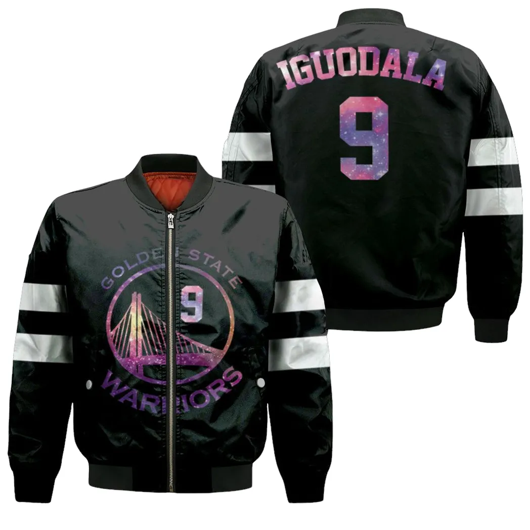 Golden State Warriors Andre Iguodala 9 Nba Great Player Iridescent Black 3D Designed Allover Gift For Warriors Fans Bomber Jacket For Men Women