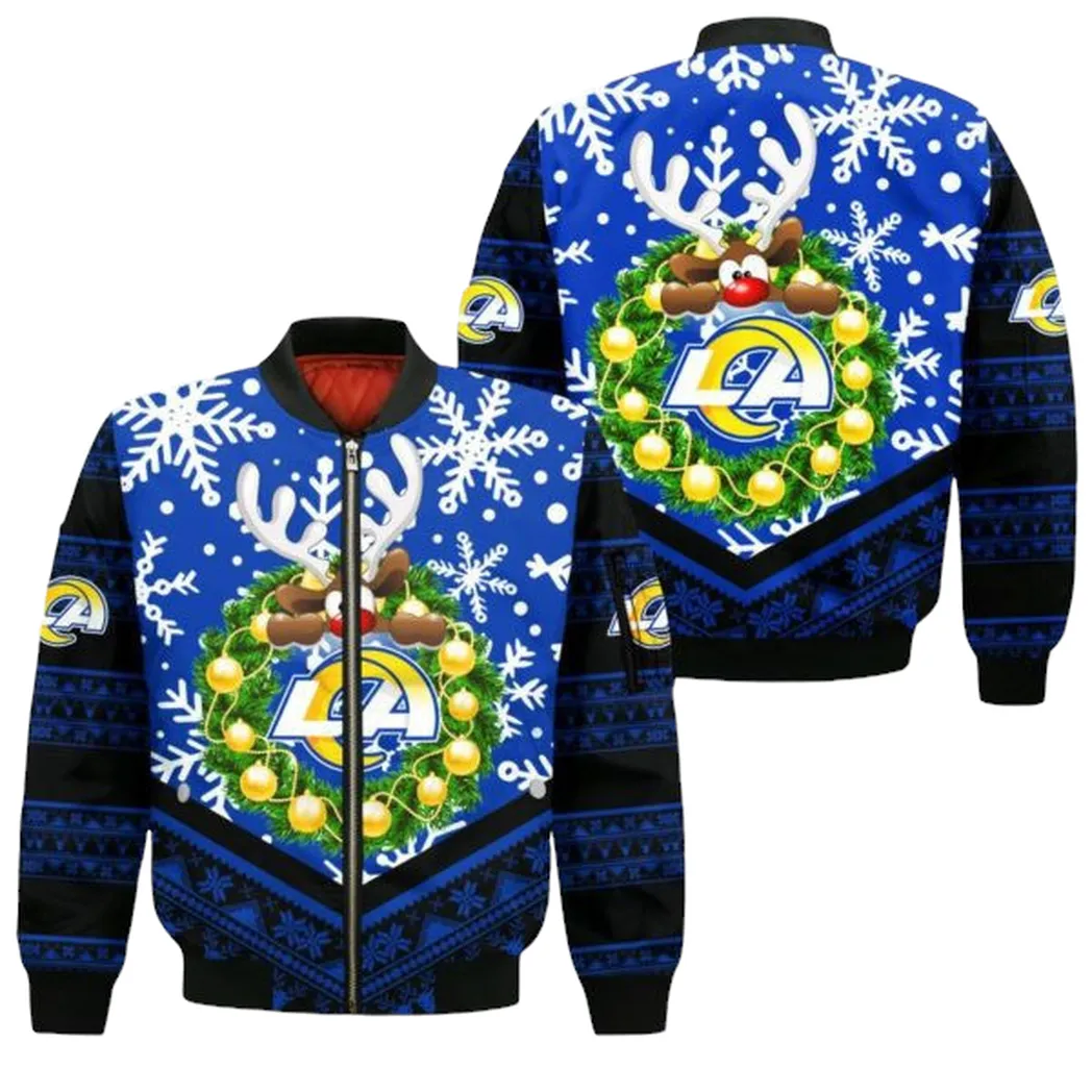 Nfl Los Angeles Rams Christmas Bomber Jacket Full Zip Jacket For Nfl Fans Sport Team