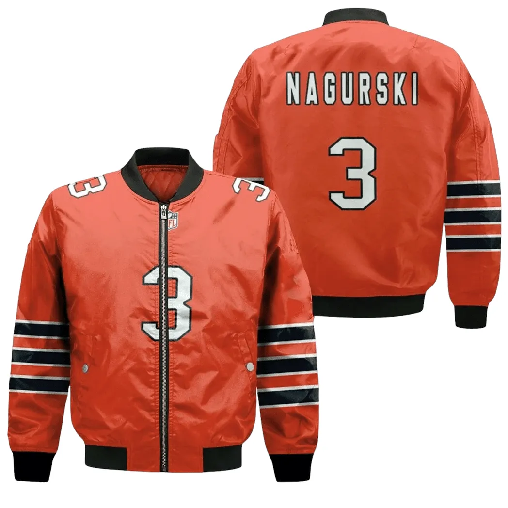 Chicago Bears Bronko Nagurski 3 Nfl Great Player American Football Team Custom Game Orange 3D Designed Allover Gift For Bears Fans Bomber Jacket For Men Women