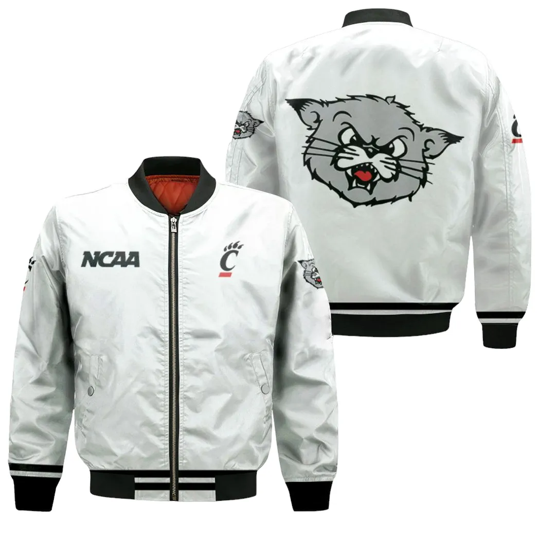 Cincinnati Bearcats Ncaa Classic White With Mascot Logo Gift For Cincinnati Bearcats Fans Bomber Jacket For Men Women