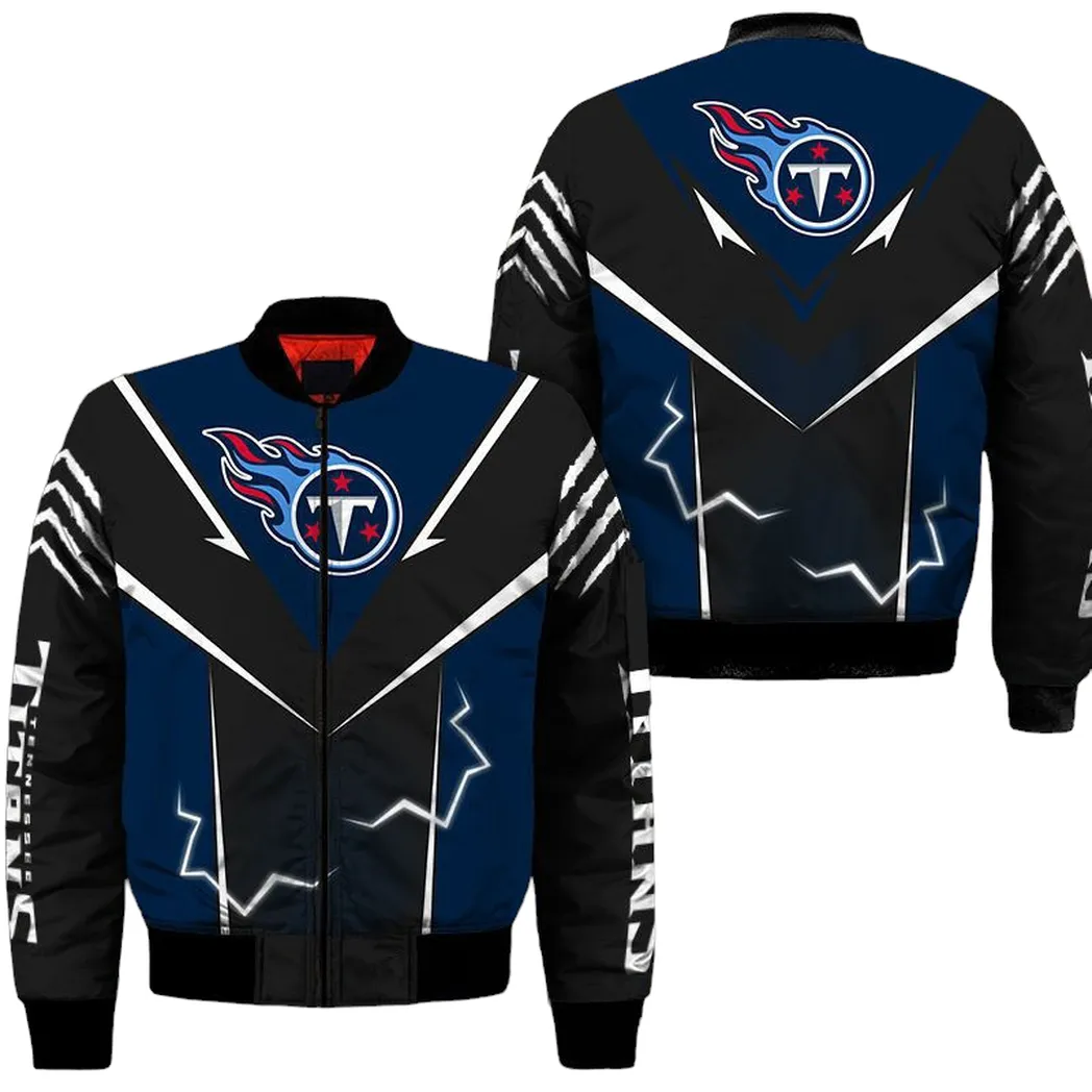 Nfl Tennessee Titans Bomber Jacket Lightning Graphic Gift For Men For Men Women