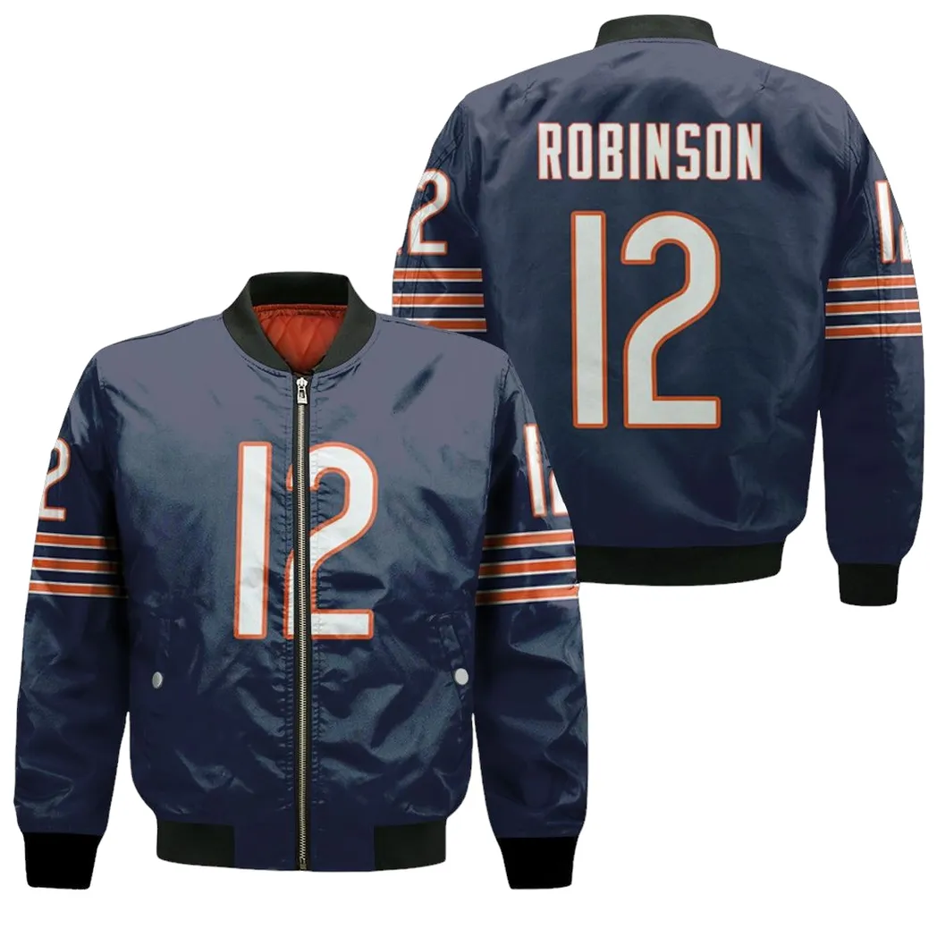 Chicago Bears Allen Robinson 12 Great Player Nfl American Football Team Legacy Vintage Navy 3D Designed Allover Gift For Bears Fans Bomber Jacket For Men Women