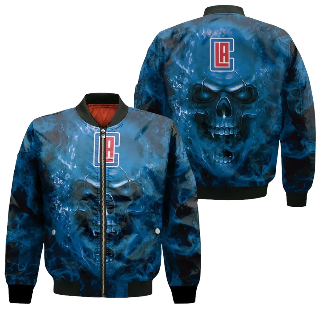 Los Angeles Clippers Nba Fans Skull Bomber Jacket For Men Women