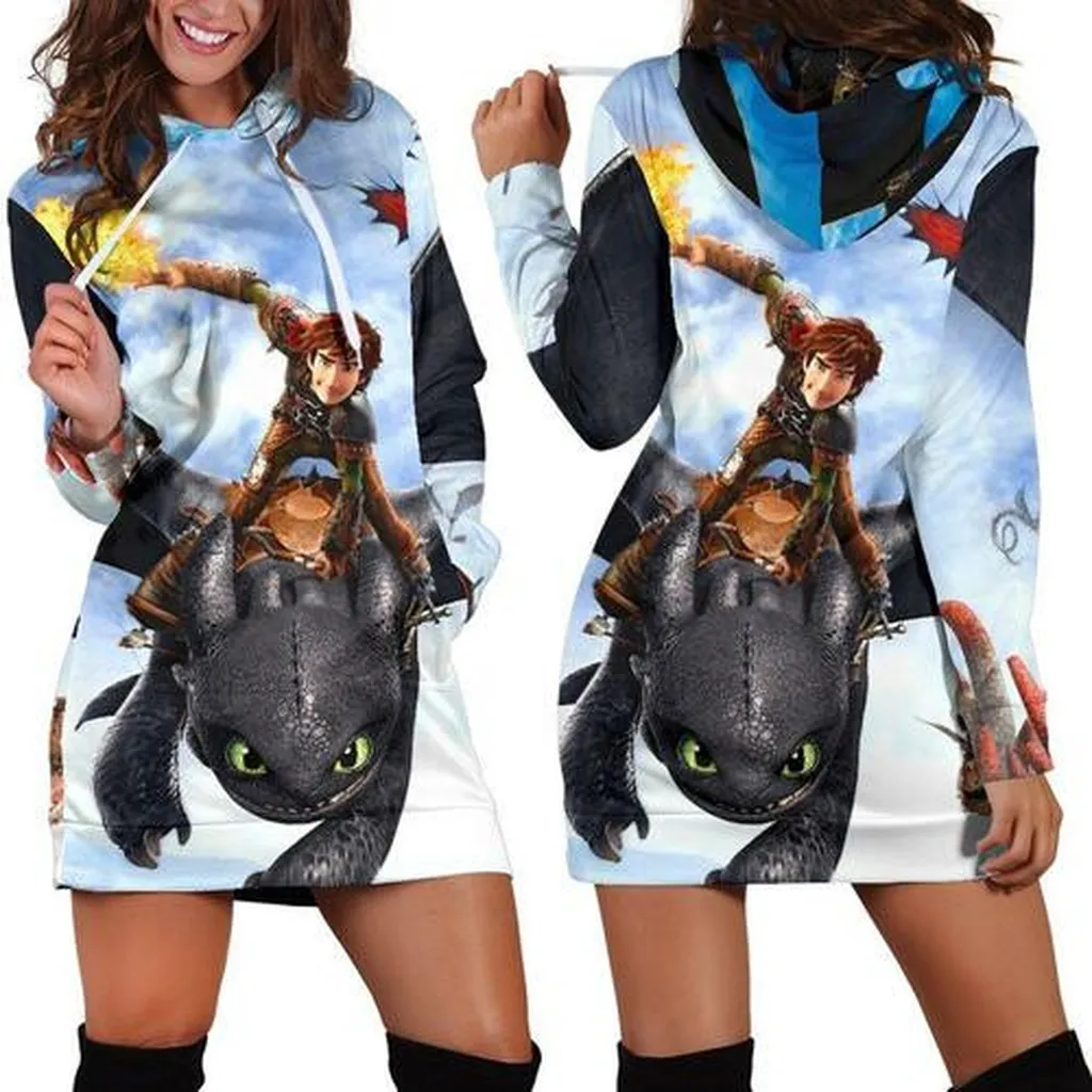How To Train Dragon Hoodie Dress, Sweater Dress, Sweatshirt Dress 3d All Over Print For Women Hoodie