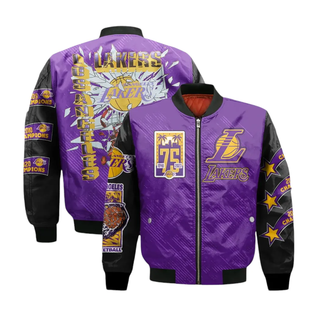 Los Angeles Lakers Bomber Jacket Nba Sports All Over Print Bomber Jacket