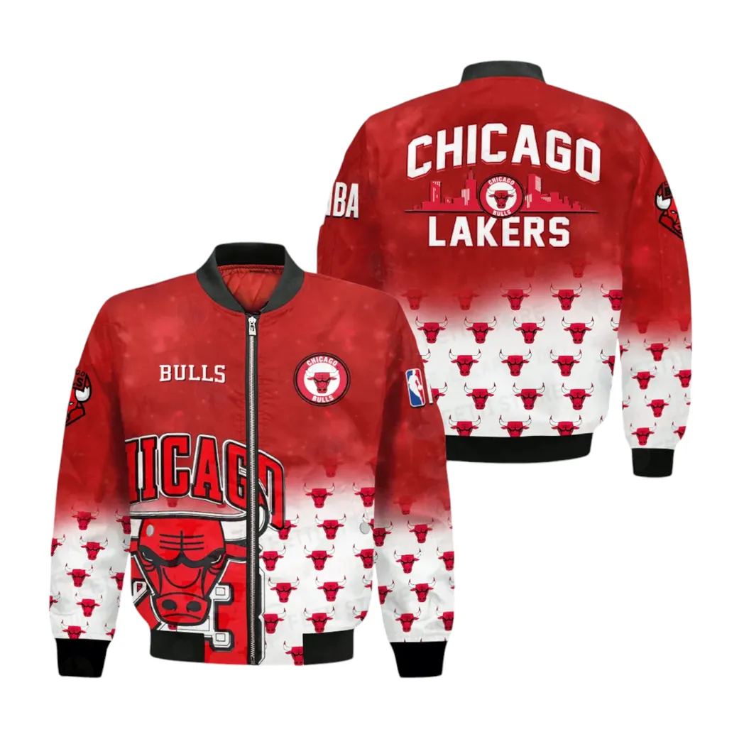 Chicago Bulls Bomber Jacket Nba Sports All Over Print Bomber Jacket