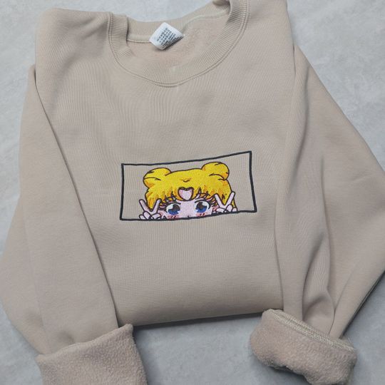 Anime Embroidered Sweatshirt, Embroidered Anime Shirt