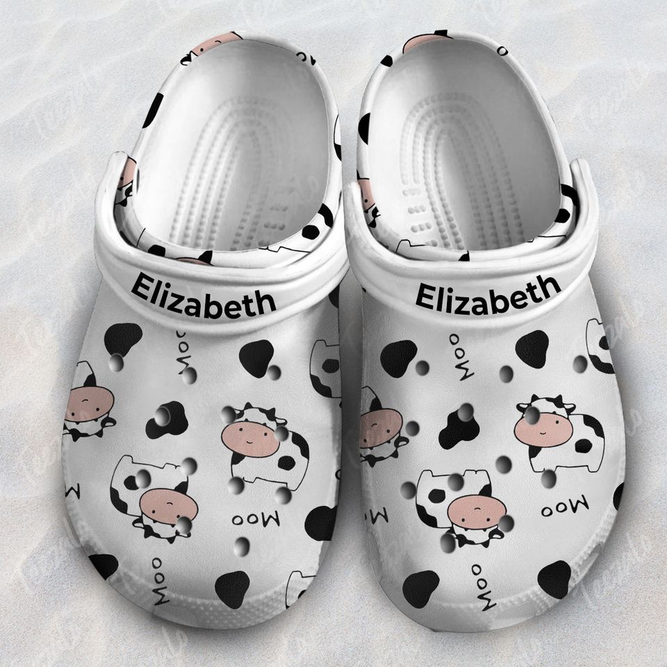 Cow Personalized Crocs Shoes, Moo Crocs, Cow Personalized Crocs