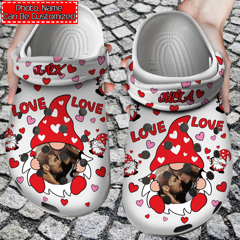 Personalized Valentine Love Gnomes Crocs Shoes For Men And Women
