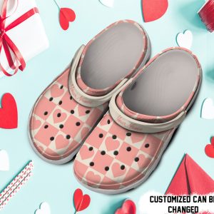 Personalized Valentines Pattern Pink Checkerboard Hearts Crocs Shoes For Men And Women