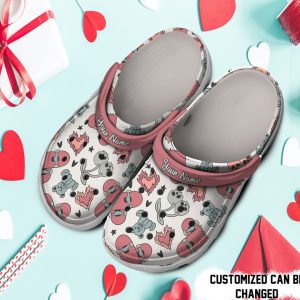 Personalized Boy Valentines Pattern Skateboard Hearts Crocs Shoes For Men And Women