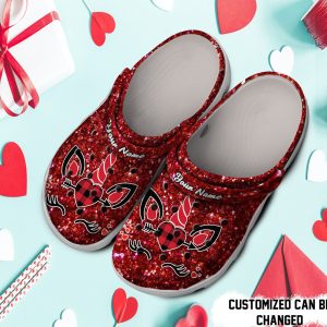 Personalized Unicorn Heart Valentine Glitter Crocs Shoes