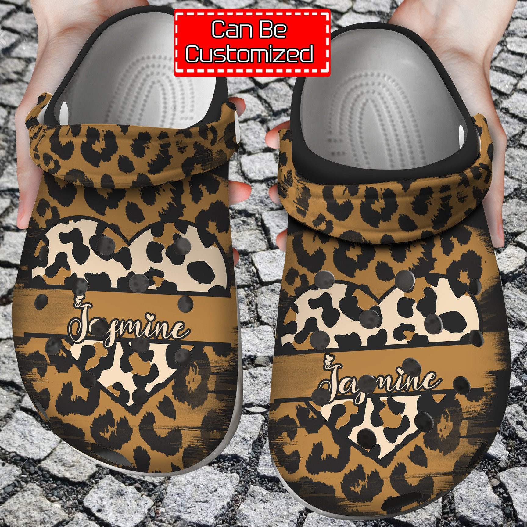 Personalized Valentine Love Heart Leopard Crocs Shoes