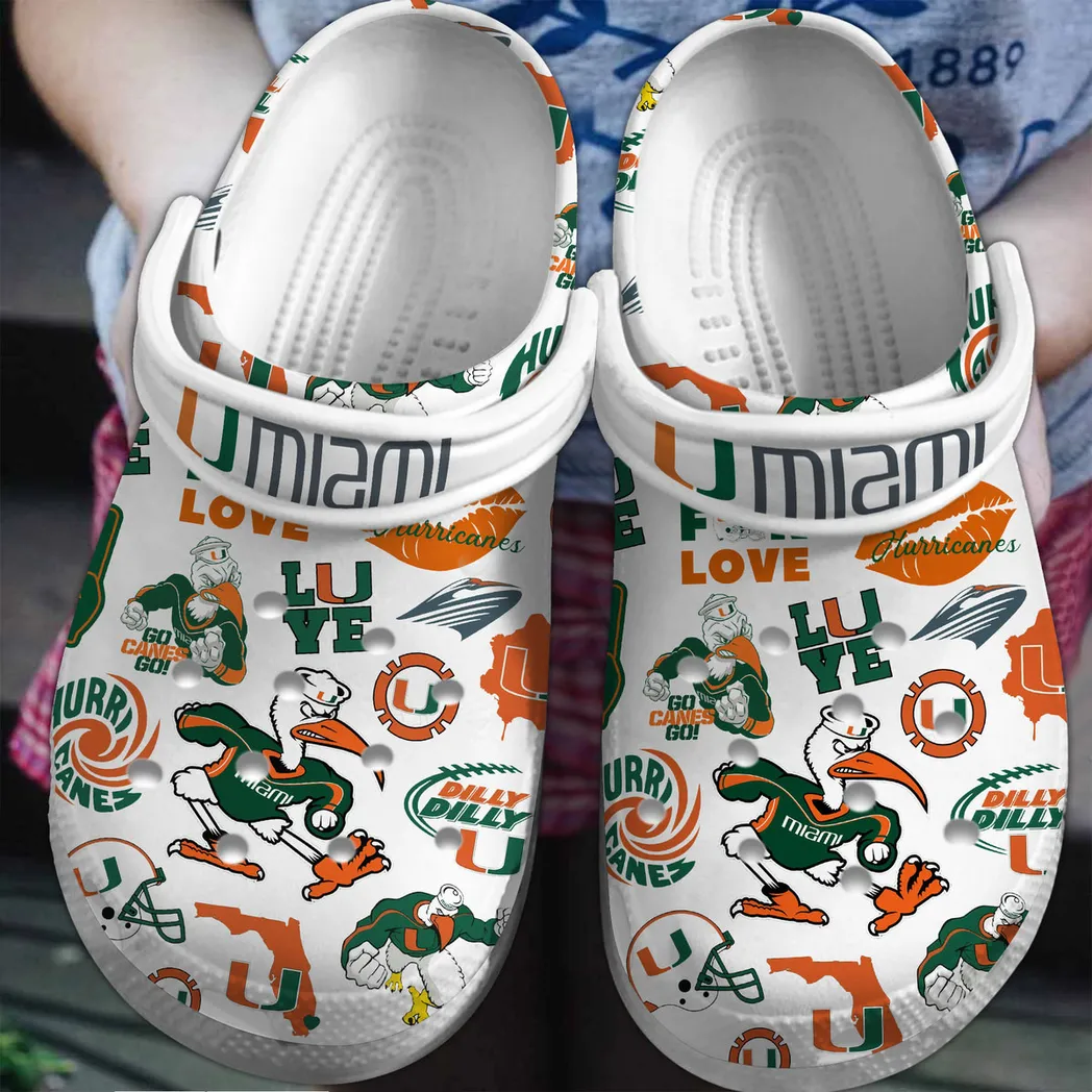 Miami Hurricanes 2025 NCAA Sport Crocs Clogs, Miami Hurricanes Crocs - GNL14611