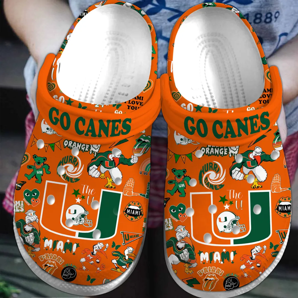 Miami Hurricanes 2025 NCAA Sport Crocs Clogs, Miami Hurricanes Crocs - GNL14620