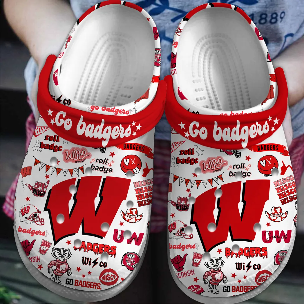 Wisconsin Badgers 2025 NCAA Sport Crocs Clogs, Wisconsin Badgers Crocs - GNL14616